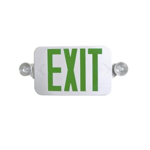 LED Emergency Exit Sign Combo, Low Profile, 120V-277V, Green
