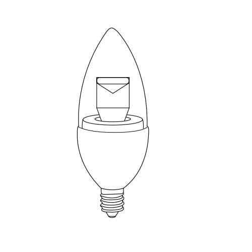 4W LED Candelabra Bulb w/ Blunt Tip, Dimmable, 2400K