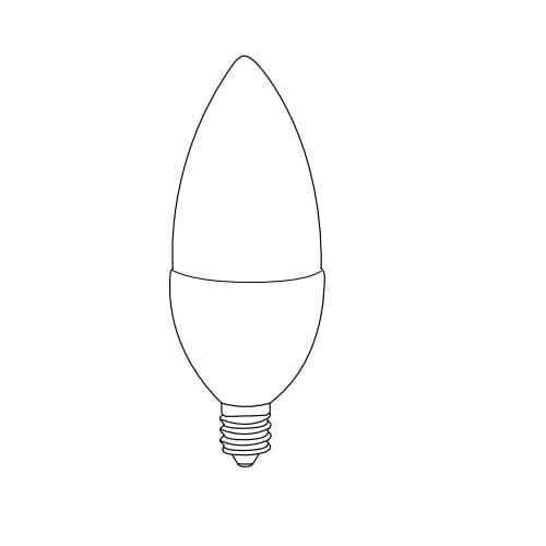 5W LED B11 Bulb, Blunt Tip, Dimmable, E12, 300 lm, 120V, 2400K, Frosted