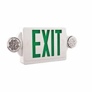 LED Emergency Exit Combo, Bug Eyes, White Housing w/Green Letters
