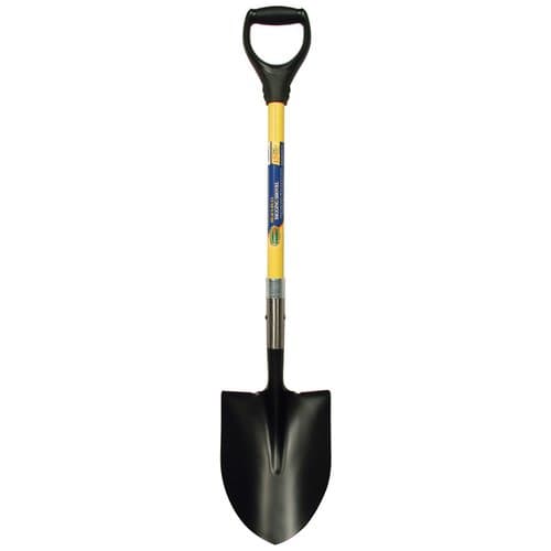 27" Round Point Digging Shovel With Fiberglass Handle