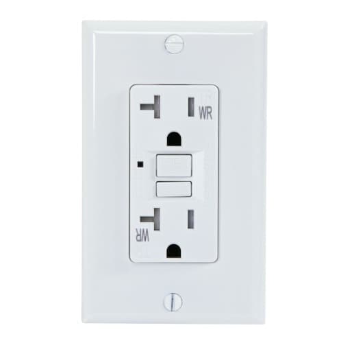 20 Amp GFCI Outlet, Tamper & Weather Resistant, White