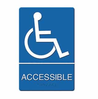 US Stamp & Sign Blue/White "Accessible" ADA Sign 6X9