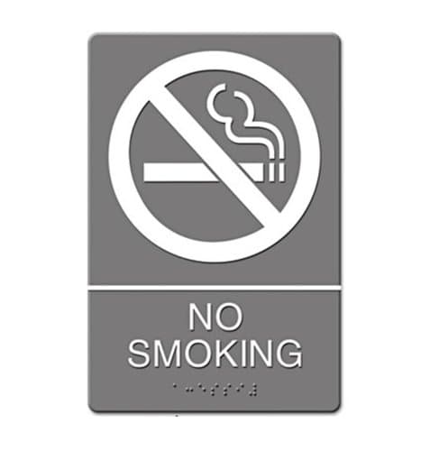 Gray/White "No Smoking" ADA Sign 6X9