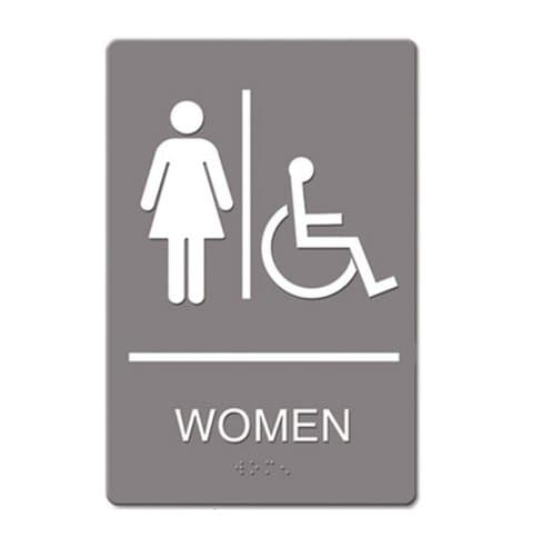 US Stamp & Sign Gray/White "Women Handicap" ADA Sign 6X9