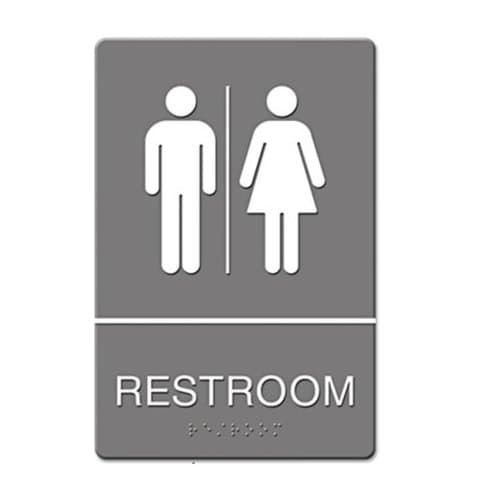 Gray/White "Restroom" ADA Sign 6X9