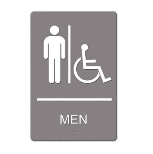US Stamp & Sign Gray/White "Men Handicap" ADA Sign 6X9