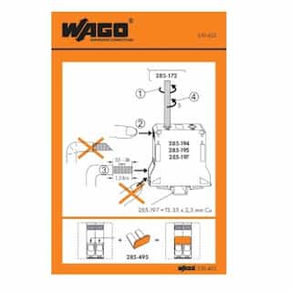 Wago Operating Instruction Stickers, High Current, 285 Series