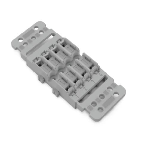 Wago Mounting Carrier w/ Strain Relief, Screw Mounting, 5-Way, Gray