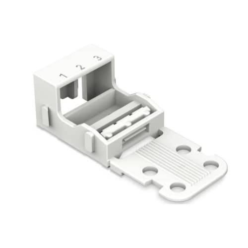 4 mm Mounting Carrier for 3-Conductor 221 Series Lever-Nuts, Horizontal Snap-in, White