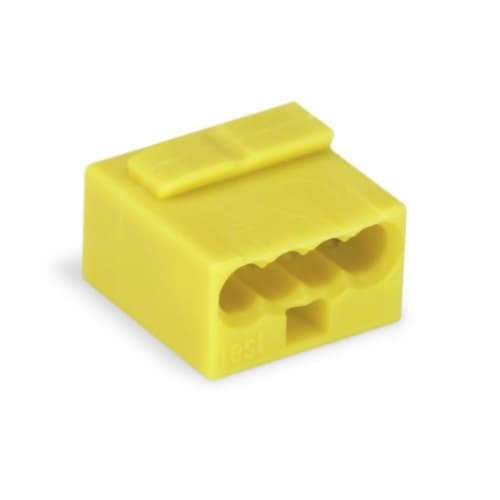 Micro Push Wire Connector, 4 Conductor, 22-18 AWG, Yellow, Pack of 100