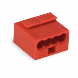 Wago Micro Push Wire Connector, 4 Conductor, 22-18 AWG, Red