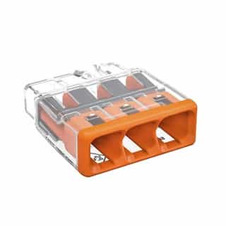 Wago Compact Splicing Connector, 3-Conductor, Orange, Pack of 500