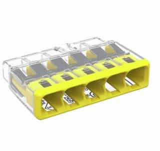 Wago Compact Splicing Connector, 5-Conductor, Yellow, Pack of 2500