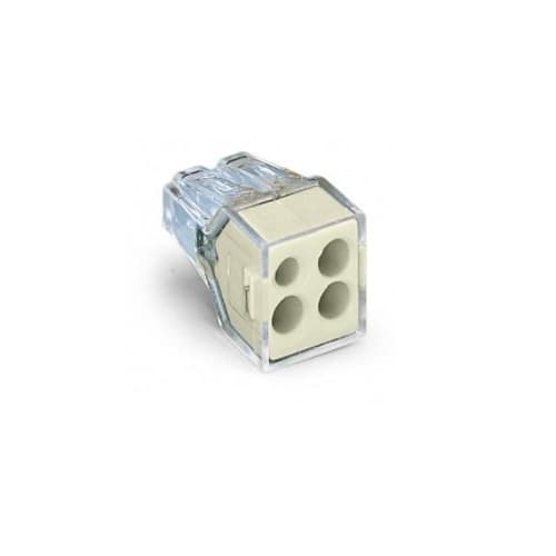 Wago Push Wire Connector, 4-Conductor, AWG, Gray, 100 Pack