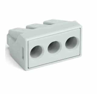 Wago Push Wire Connector, 3 Conductor, Up to 10 AWG, Light Gray