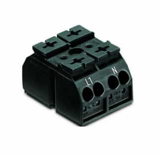 Wago Chassis Mount Terminal Strip Ex w/o Contact, 4 Conductor, 2-Pole, 2 Snap-in Feet, Black