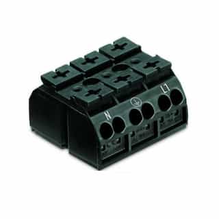 Chassis Mount Terminal Strip wo Contact, 4 Conductor, 3-Pole, Screw, Black