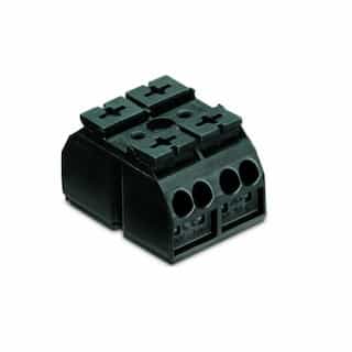 Wago Chassis Mount Terminal Strip w/o Contact, 4 Conductor, 2-Pole, 2 Snap-in Feet, Black