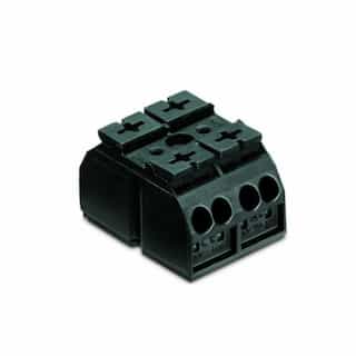 Wago Chassis Mount Terminal Strip w/o Contact, 4 Conductor, 2-Pole, Screw, 2 x Pin, Black