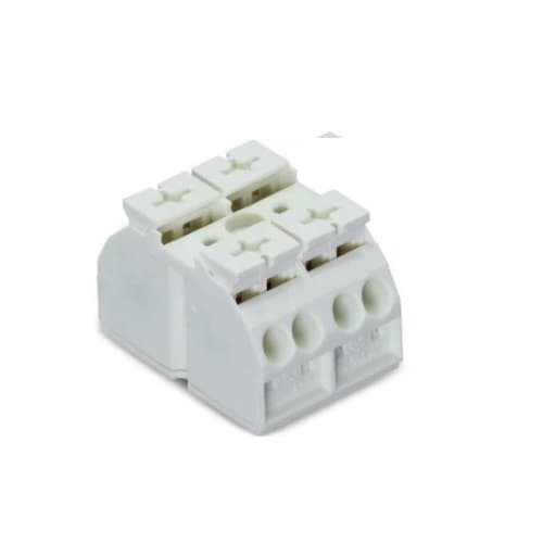 Chassis Mount Terminal Strip w/o Contact, 4 Conductor, 2-Pole, Screw, 2 x Pin, White