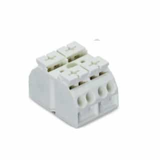 Wago Chassis Mount Terminal Strip w/o Contact, 4 Conductor, 2-Pole, Screw, 2 x Pin, White