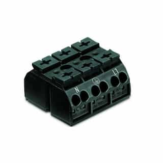 Wago Chassis Mount Terminal Strip w/ Contact, 4 Conductor, 3-Pole, Screw, Black
