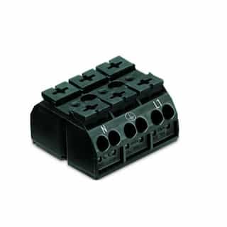 Wago Chassis Mount Terminal Strip w/ Contact, 4 Conductor, 3-Pole, Snap-in, Black