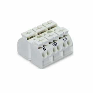 Wago Chassis Mount Terminal Strip w/ Contact, 4 Conductor, 3-Pole, Screw, White