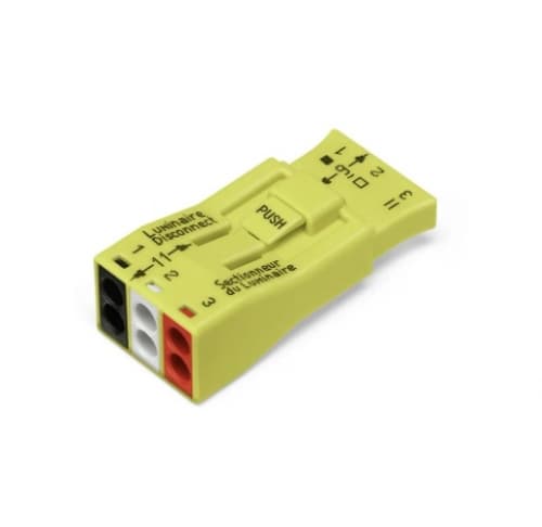 Luminaire Quick Disconnect Pushwire Connector, 3-Pole, Yellow, 100pk