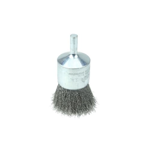 Weiler 1-in Crimped Wire End Brush, .006-in Stainless Steel Fill