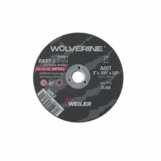 Weiler 3-in Wolverine Flat Cutting Wheel, 0.4 Arbor Dia., 60 Grit, Aluminum Oxide, Resin Bond
