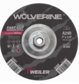Weiler R Grade Wolverine Grinding Wheels, 24 Grit, 11 Arbor