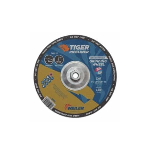 9-in Tiger Pipeliner Grinding Wheel, 30 Grit