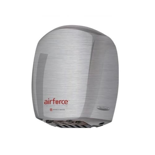 1100W AirForce Hand Dryer, Stainless Steel, Brushed Finish
