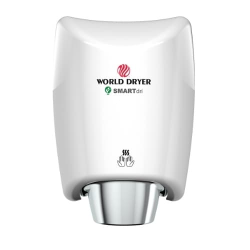 World Dryer 1200W SMARTdri Hand Dryer, Wall Mounted, 240V, White Finish