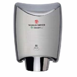 World Dryer 1200W SMARTdri Plus Surface-Mounted Hand Dryer, 110V-120V, Brushed Chrome Aluminum
