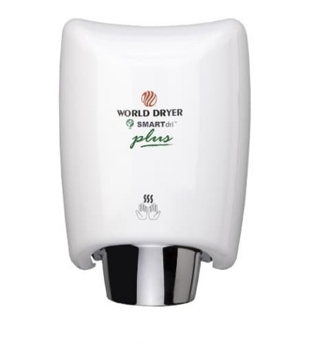 World Dryer 1200W SMARTdri Plus Hand Dryer, Steel, 100/120V, White Finish