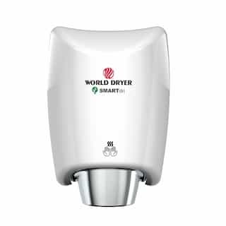 World Dryer 1200W SMARTdri Hand Dryer, Aluminum, 100/120V, White Finish