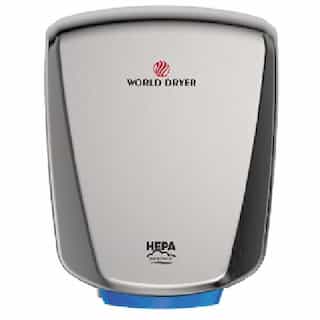 World Dryer 950W/1150W VERDEdri Hand Dryer, Steel, 120V-277V, Brushed Steel