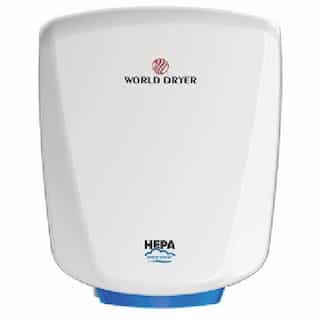 World Dryer 950W/1150W VERDEdri High Speed Hand Dryer, Aluminum, 120V-277V, White