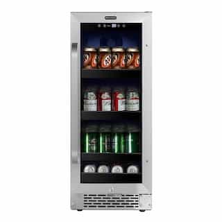 85W Beverage Refrigerator, 80-Can, 115V, Stainless Steel & Black