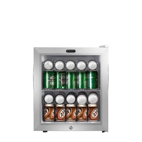 85W Beverage Refrigerator, 62-Can, 115V, Stainless Steel & White