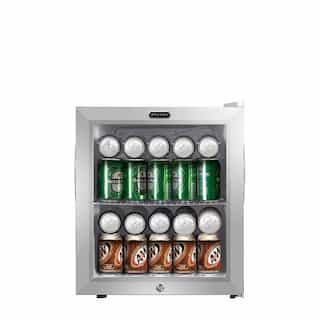 85W Beverage Refrigerator, 62-Can, 115V, Stainless Steel & White