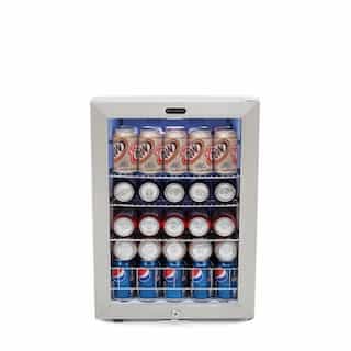 85W Beverage Cooler, 90-Can, 115V, Stainless Steel & White