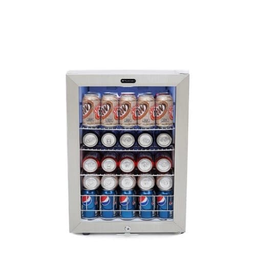 85W Beverage Refrigerator, 90-Can, 115V, Stainless Steel & White