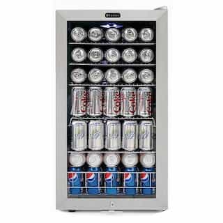85W Beverage Cooler, 120-Can, 115V, Stainless Steel & White