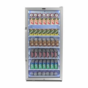 100W Commercial Beverage Cooler, 115V, Stainless Steel & White
