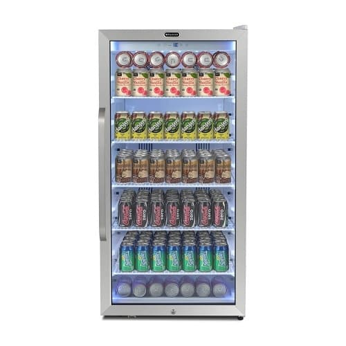 100W Commercial Beverage Refrigerator, 115V, Stainless Steel & White