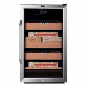 22.84-in 90W Cigar Cooler Humidor, 110V, Stainless Steel & Black